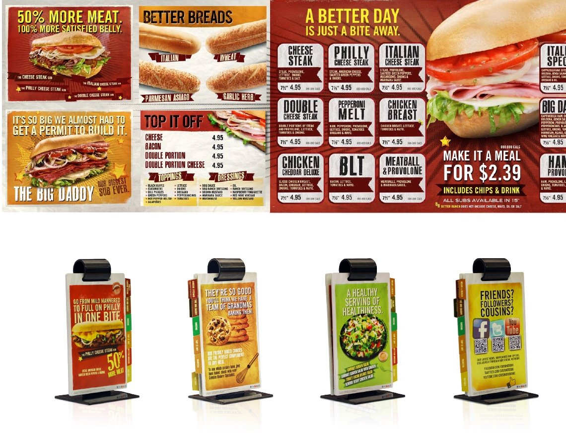 Cousins Subs Menu Prints Collage