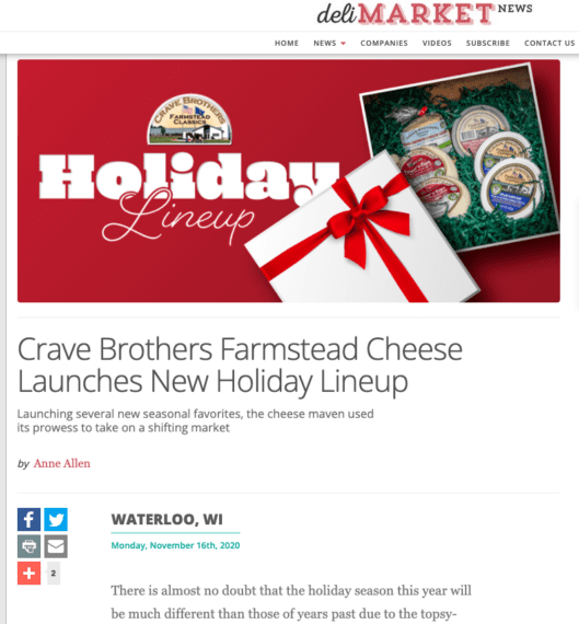 Crave Brothers Farmstead Cheese holiday lineup