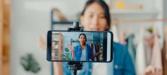 a women filming herself