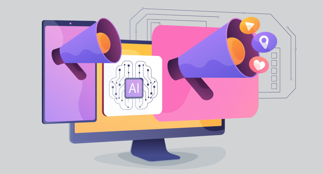 ai search blog banner, visual graphic of devices